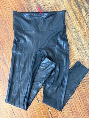 SPANX Black Faux Leather High-Rise Leggings